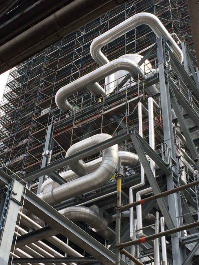 Insulation and sheet metal works in a refinery, Europort in Rotterdam, the Netherlands