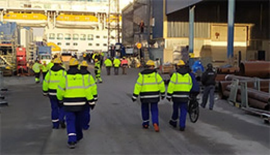 The assembly of the carpet/vinyl floor on a cruise vessel in Finland