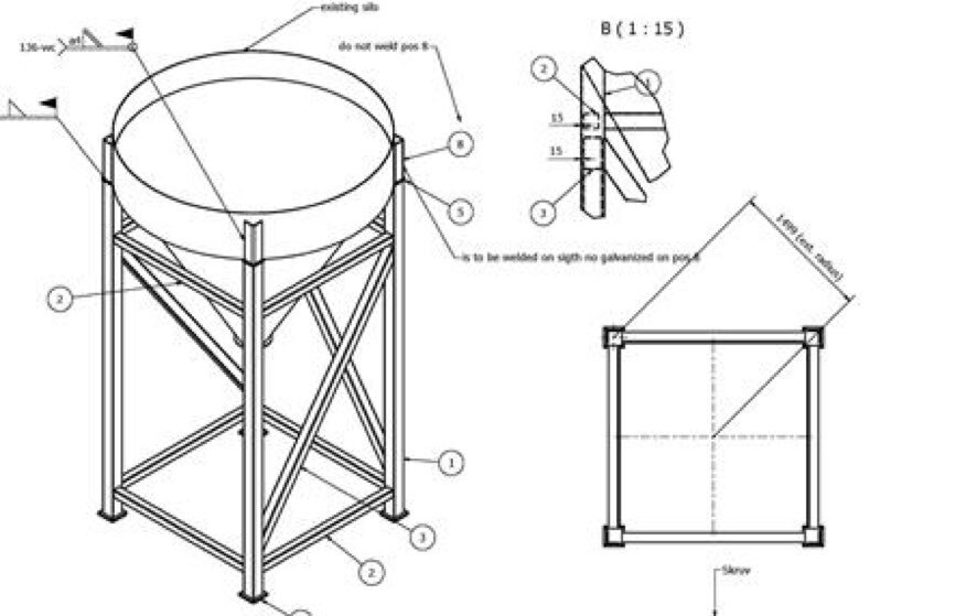 A supporting structure for the silo and slip-ups, Sweden