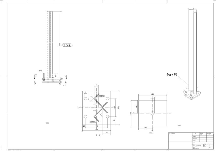 Steel columns for noise barriers, Norway