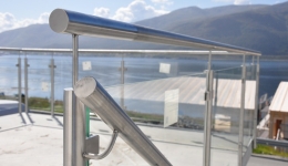 Steel balcony and stairs railings with glass fulfilment, Norway